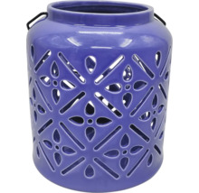 Dekorativ keramiklampa med mönster och metallbygel