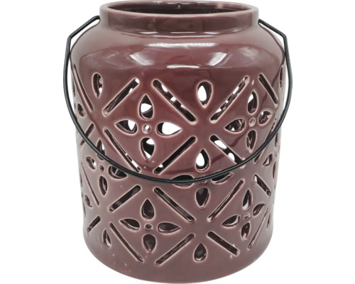 Dekorativ lykta av keramik med metallhandtag