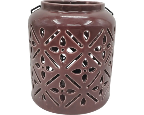 Lykta LAFIORA porslin Ø16x18cm bordeaux Dekorativ lykta med mönster