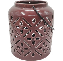 Dekorativ keramisk lykta med mönster och handtag