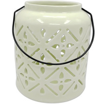 Dekorativ keramisk lykta med metallhandtag