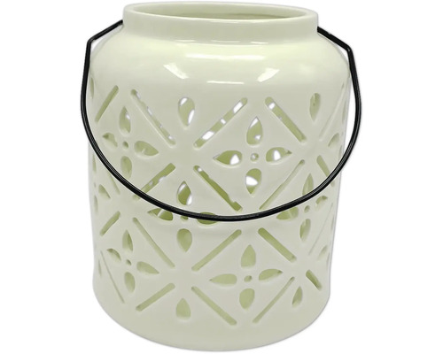 Dekorativ keramisk lykta med metallhandtag