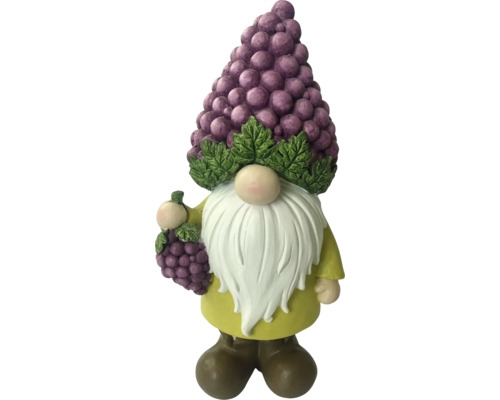 Trädgårdsfigur LAFIORA druvtomte fiberglas 24x18x46,5cm Trädgårdstomte med druvhatt och skägg