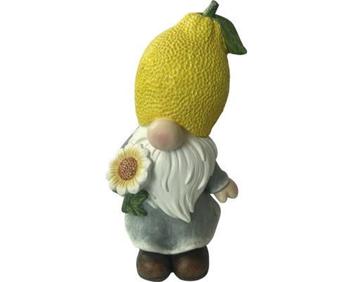 Trädgårdsfigur LAFIORA citrontomte fiberglas 24x18x45cm Trädgårdstomte med citronhatt och solros