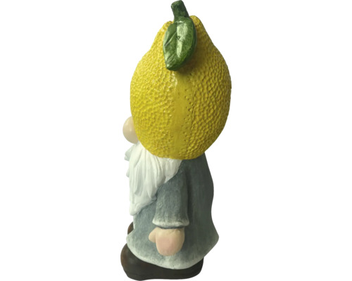 Trädgårdstomte med citronmössa som dekoration