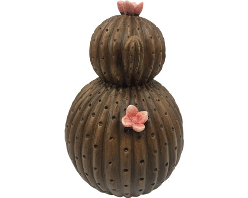 Dekorativ kaktus av keramik med blomapplikationer