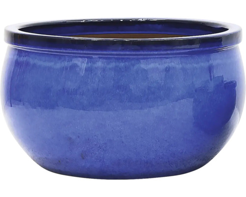 Blå keramisk blomkruka