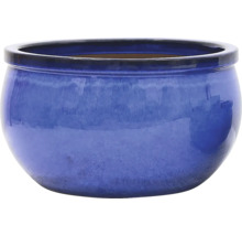 Blå keramisk blomkruka för inomhusbruk
