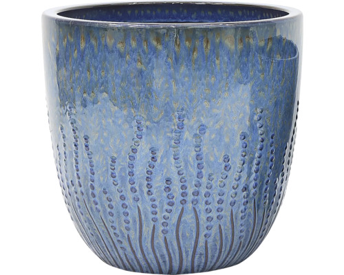 Blå blomkruka med prickmönster