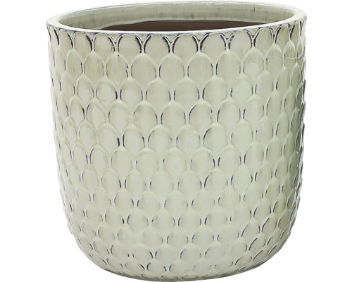 Keramisk blomkruka med fjällmönster