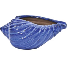 Blå ytterkruka i form av ett skal