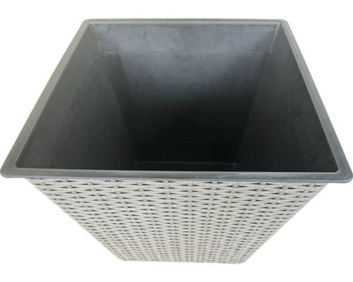 Grå blomkruka med flätmönster