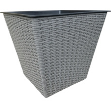 Grå blomkruka med rottingmönster