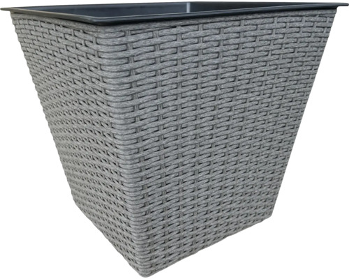 Korgkruka LAFIORA konstrotting Ø42x37cm grå Grå blomkruka med rottingmönster