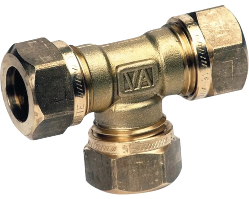 T-Koppling VATETTE VA1150 T-rör 22x15mm AZH-mässing 1943612 Mässing T-rör koppling för rör