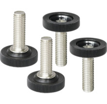 Ställfötter av metall med räfflad plastbas