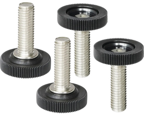 Ställfötter av metall med räfflad plastbas