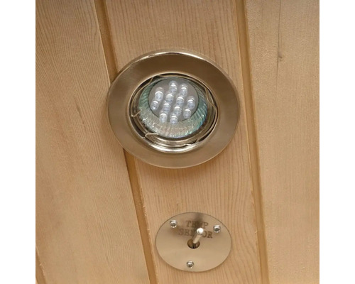 LED-lampa och temperatursensor i en bastu
