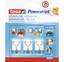 Tesa Powerstrips självhäftande krok, avtagbar utan spår, inklusive fyra små Powerstrips