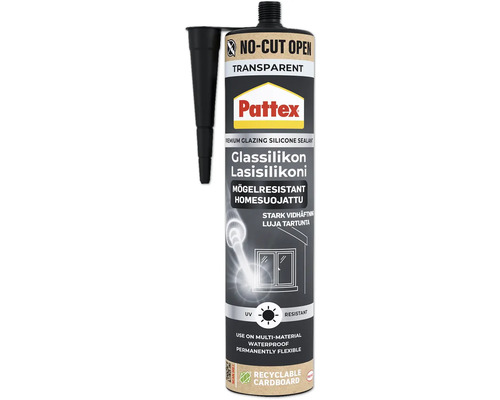 Pattex Glassilikon transparent, Premium silikonfogmassa för glas
