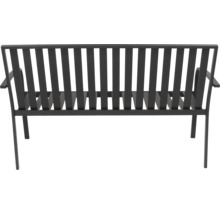 Trädgårdsbänk i metall med armstöd och ryggstöd