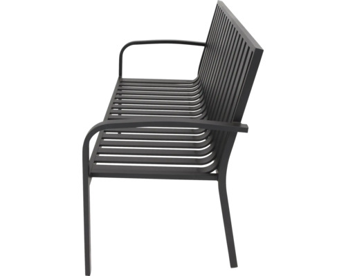 Metall trädgårdsbänk med armstöd