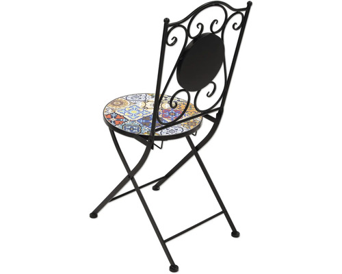 Fällbar trädgårdsstol med mosaiksits och metallram