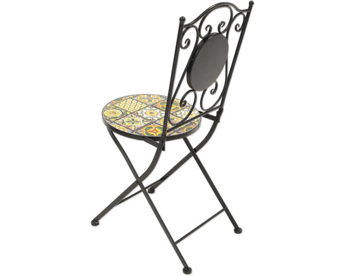Fällstol i metall med mosaiksits