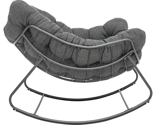 Gungstol med grå klädsel på metallram