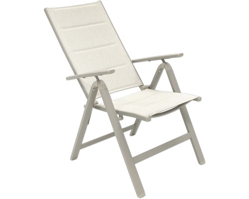 Justerbar trädgårdsstol med armstöd och textilklädsel
