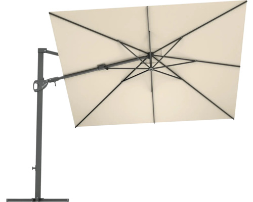 Rektangulärt parasoll med mast och metallram