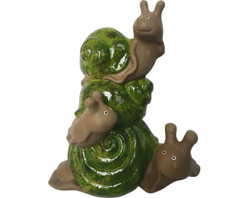 Dekorativ trädgårdsfigur: Tre sniglar staplade ovanpå varandra