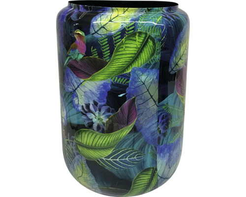 Dekorativ vas med blad- och fågelmönster