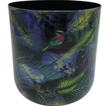 Dekorativ blomkruka med fågel- och bladmönster