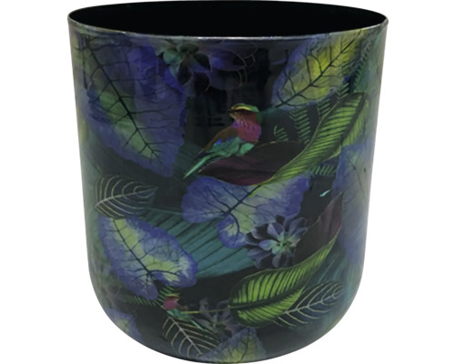 Dekorativ blomkruka med fågel- och bladmönster