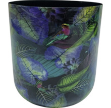 Dekorativ blomkruka med blommönster och fågelmotiv