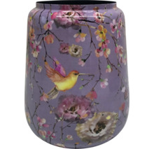 Dekorativ vas med blom- och fågelmönster