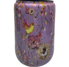 Dekorativ blomvas med kolibri- och blommotiv