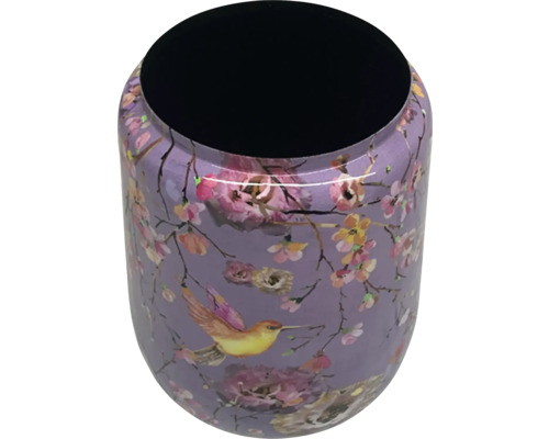 Dekorativ vas med fågel- och blommotiv