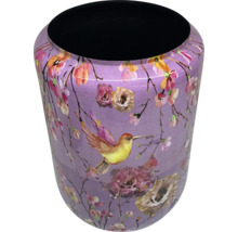 Dekorativ papperskorg med blom- och fågelmönster