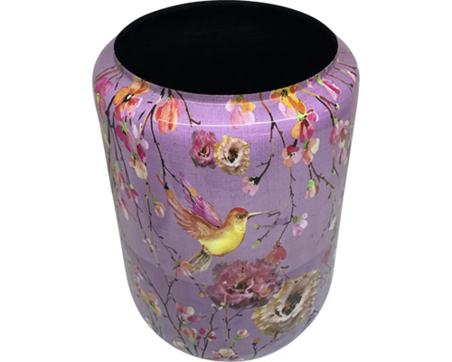 Dekorativ papperskorg med blom- och fågelmönster