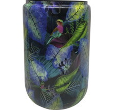 Dekorativ blomvas med fågel- och bladmönster