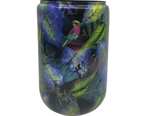 Dekorativ blomvas med fågel- och bladmönster