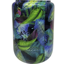 Blomvas med fågel- och växtmönster