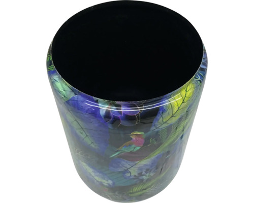 Papperskorg med fågel- och växtmönster