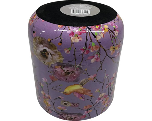 Dekorativ sitttunna med fågel- och blommotiv