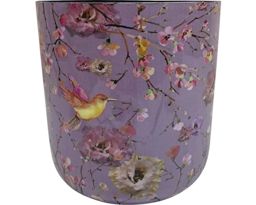 Dekorativ blomkruka med blom- och fågeldesign