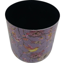 Papperskorg med fågel- och blommotiv