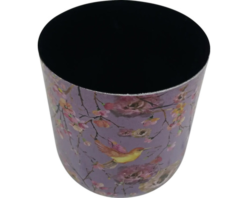 Papperskorg med fågel- och blommotiv