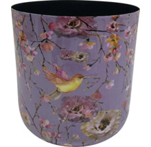 Dekorativ papperskorg med blom- och fågelmönster för badrummet